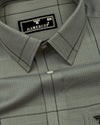 Army Green With Black Check Dobby Cotton Shirt