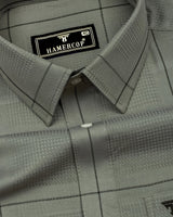 Army Green With Black Check Dobby Cotton Shirt