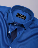 Dorno Blue Jacquard Textured Premium Giza Shirt