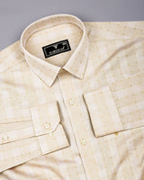 Biscoff Cream Jacquard Check Premium Gizza Shirt