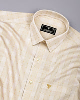 Biscoff Cream Jacquard Check Premium Gizza Shirt