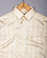 Biscoff Cream Jacquard Check Premium Gizza Shirt