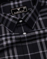 Dravon Black With Gray Dobby Check Premium Giza Shirt