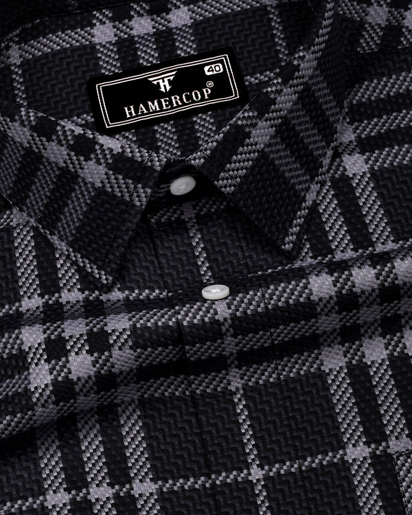Dravon Black With Gray Dobby Check Premium Giza Shirt