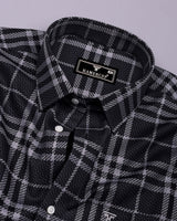 Dravon Black With Gray Dobby Check Premium Giza Shirt