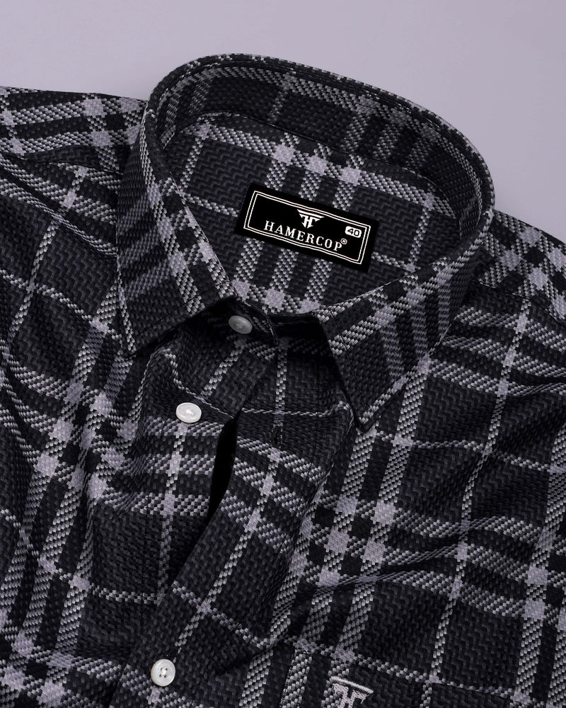Dravon Black With Gray Dobby Check Premium Giza Shirt