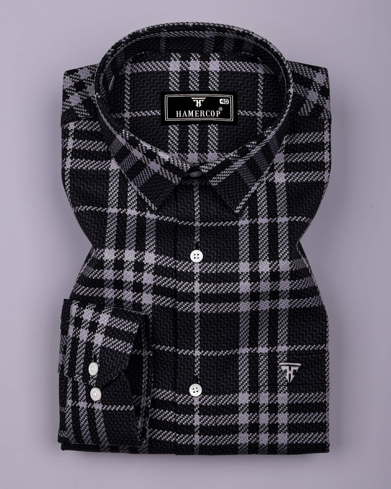 Dravon Black With Gray Dobby Check Premium Giza Shirt