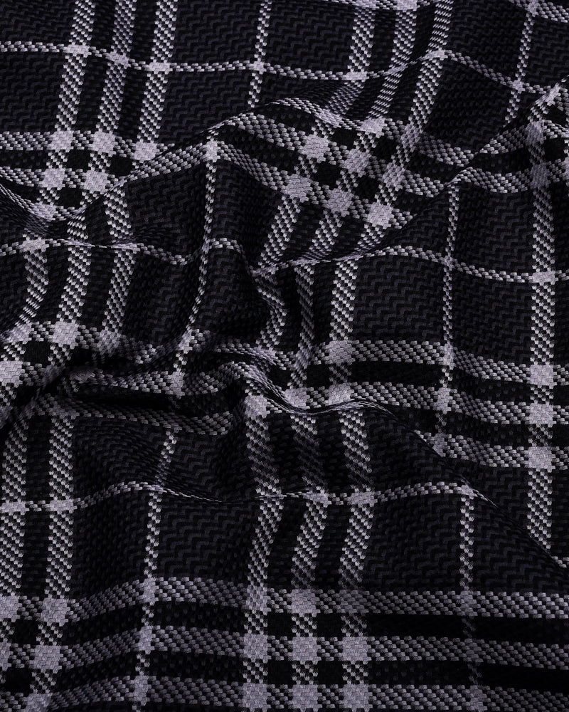 Dravon Black With Gray Dobby Check Premium Giza Shirt