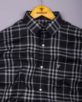 Dravon Black With Gray Dobby Check Premium Giza Shirt