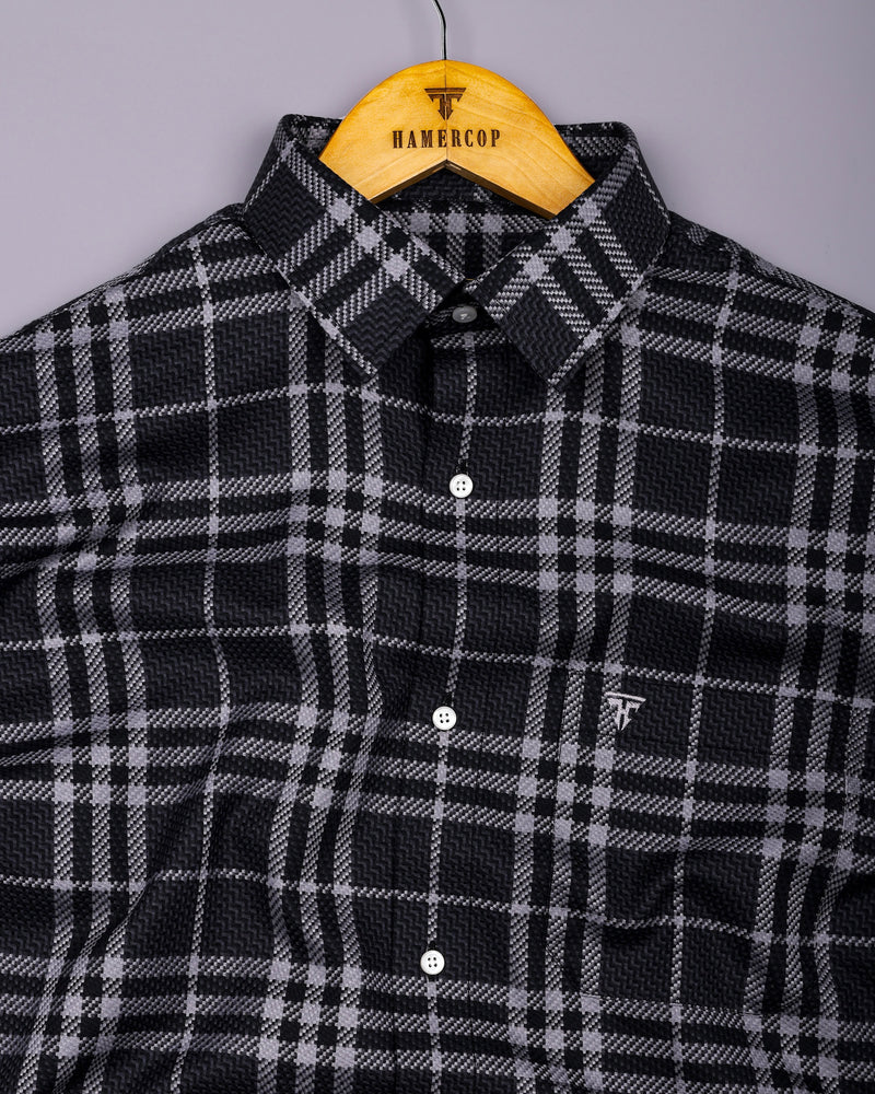 Dravon Black With Gray Dobby Check Premium Giza Shirt