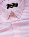 Groven Pink With White Stripe Premium Giza Shirt