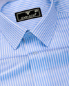 Groven Blue With White Stripe Premium Giza Shirt