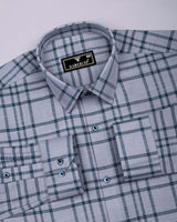 Denmark Gray With Blue Twill Check Premium Cotton Shirt