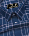 Denmark Blue With White Twill Check Premium Cotton Shirt