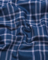 Denmark Blue With White Twill Check Premium Cotton Shirt