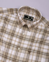 Sutton Cream With White Twill Check Cotton Shirt