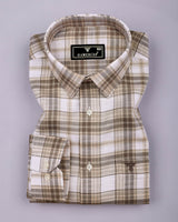 Sutton Cream With White Twill Check Cotton Shirt