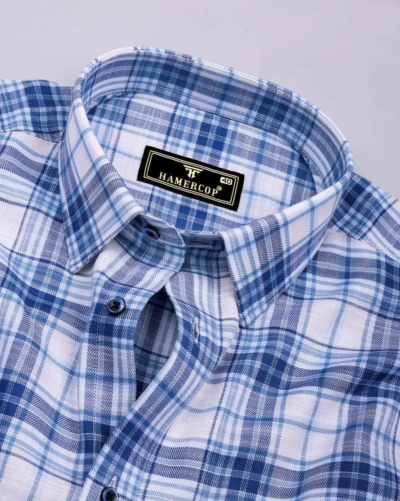 Blue Cotton Shirt with White Twill Check – Hamercop