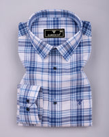 Sutton Blue With White Twill Check Cotton Shirt