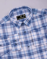 Sutton Blue With White Twill Check Cotton Shirt