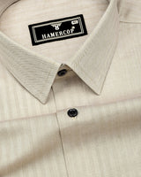 Pestry Crust Cream With White Stripe Premium Giza Shirt