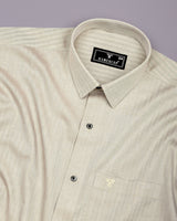 Pestry Crust Cream With White Stripe Premium Giza Shirt