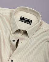Pestry Crust Cream With White Stripe Premium Giza Shirt