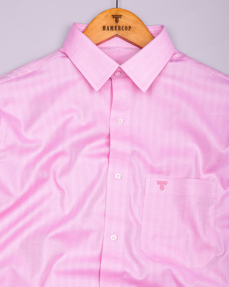 Dolphin Pink Self Stripe Premium Giza Shirt