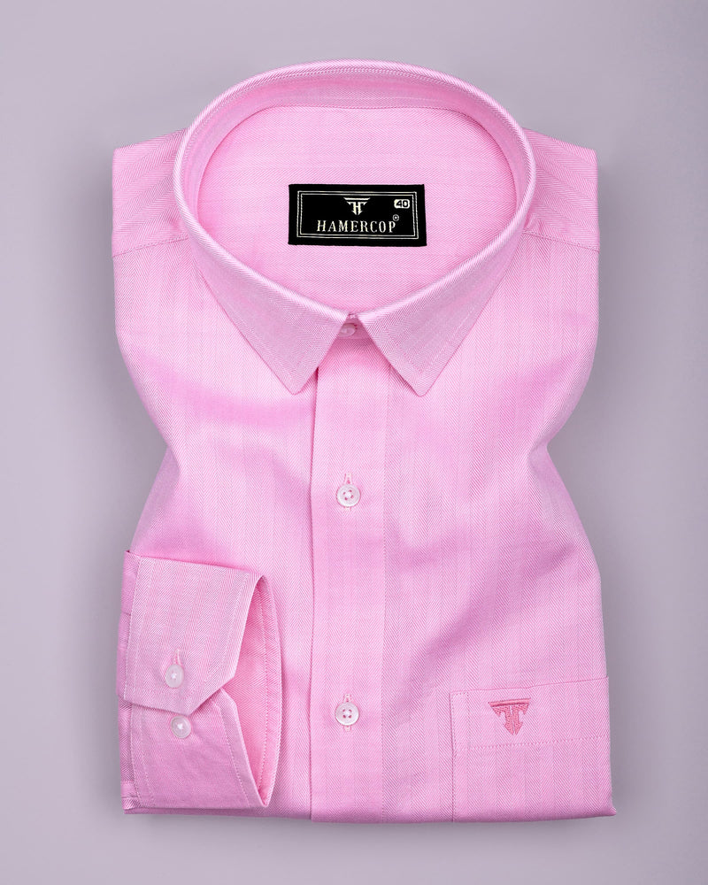 Dolphin Pink Self Stripe Premium Giza Shirt