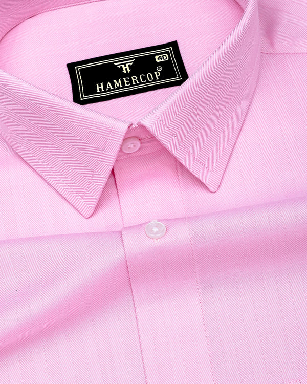 Dolphin Pink Self Stripe Premium Giza Shirt