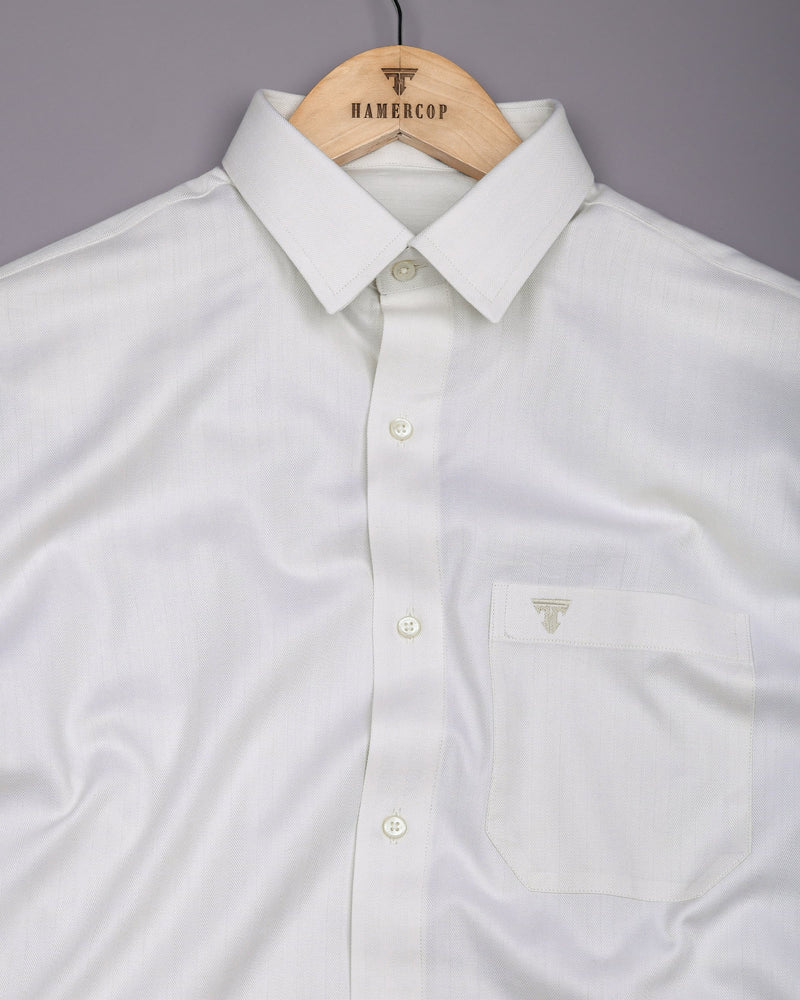 Dolphin Ivory Cream Self Stripe Premium Giza Shirt