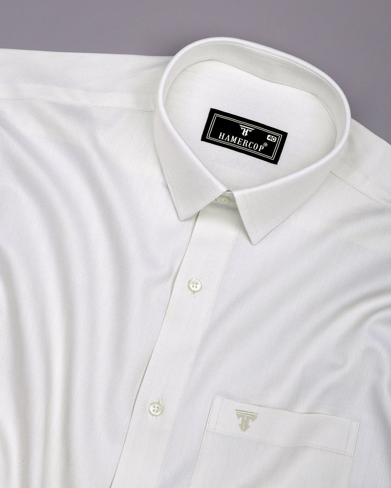 Dolphin Ivory Cream Self Stripe Premium Giza Shirt