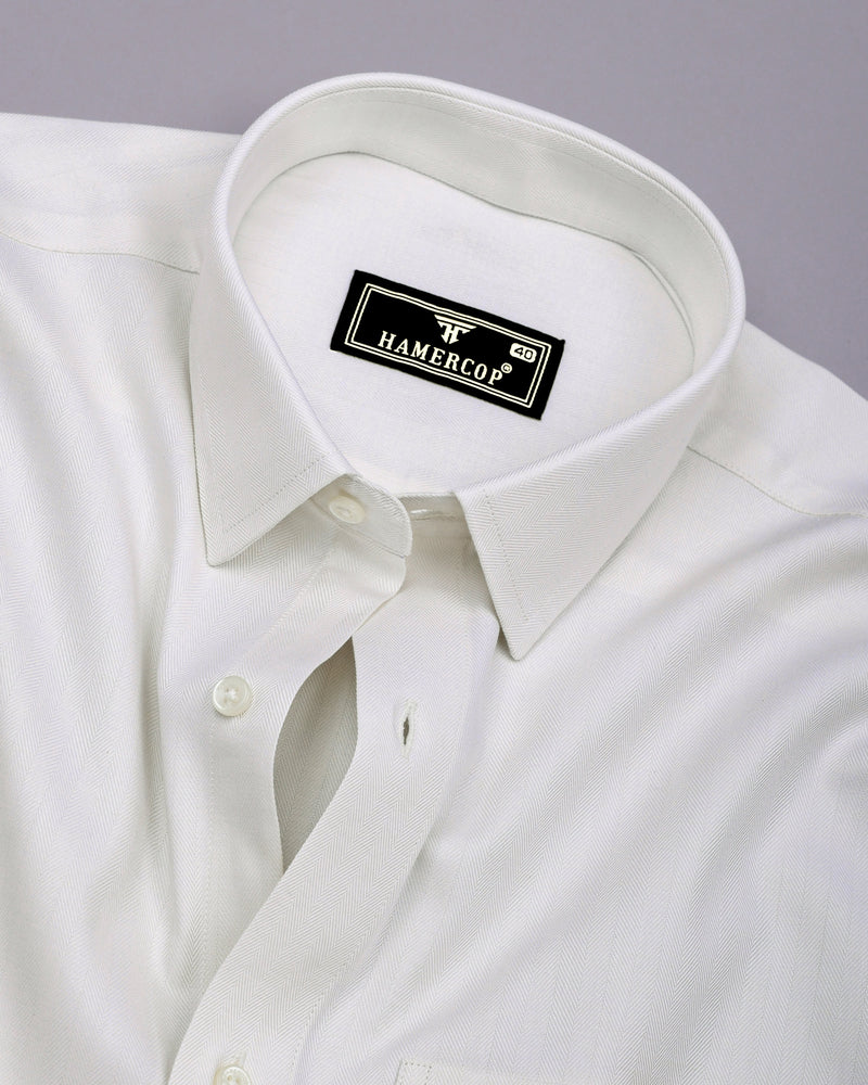 Dolphin Ivory Cream Self Stripe Premium Giza Shirt