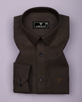 Dolphin Brown Self Stripe Premium Giza Shirt