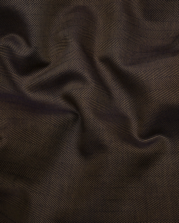 Dolphin Brown Self Stripe Premium Giza Shirt