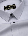 Pestry Gray With White Stripe Premium Giza Shirt