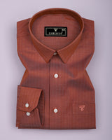 Pestry Rust Orange With White Stripe Premium Giza Shirt