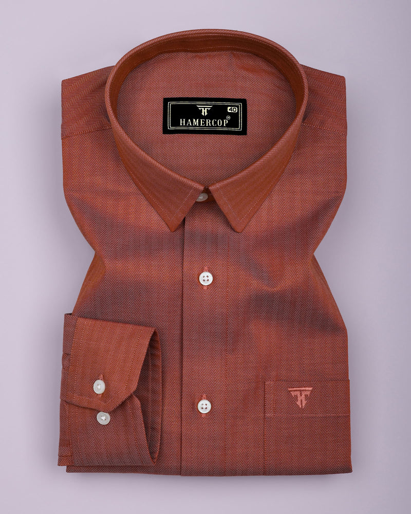 Pestry Rust Orange With White Stripe Premium Giza Shirt