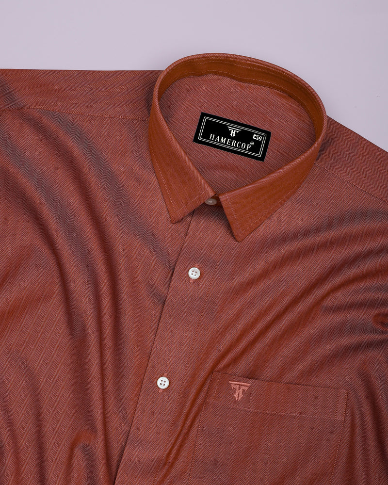 Pestry Rust Orange With White Stripe Premium Giza Shirt