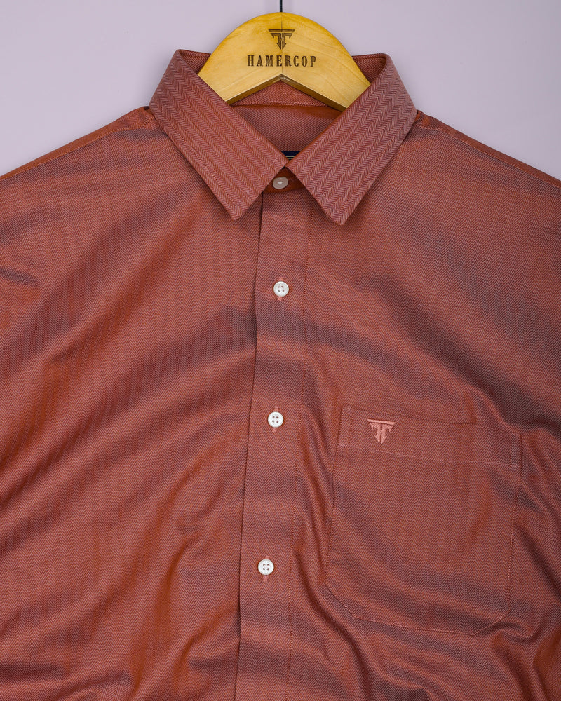 Pestry Rust Orange With White Stripe Premium Giza Shirt