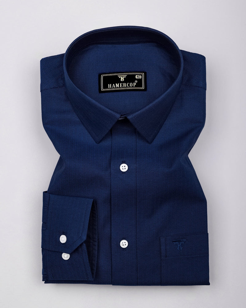 Pestry NavyBlue With White Stripe Premium Giza Shirt