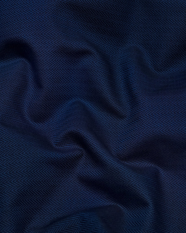 Pestry NavyBlue With White Stripe Premium Giza Shirt