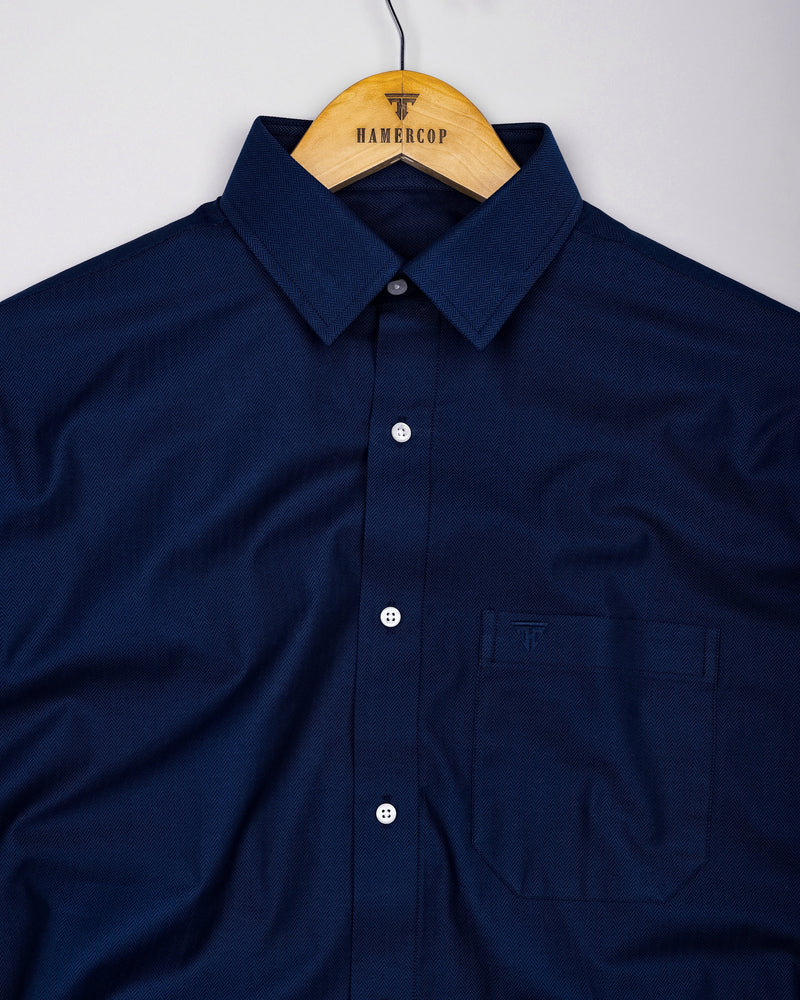 Pestry NavyBlue With White Stripe Premium Giza Shirt