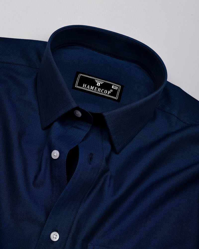 Pestry NavyBlue With White Stripe Premium Giza Shirt
