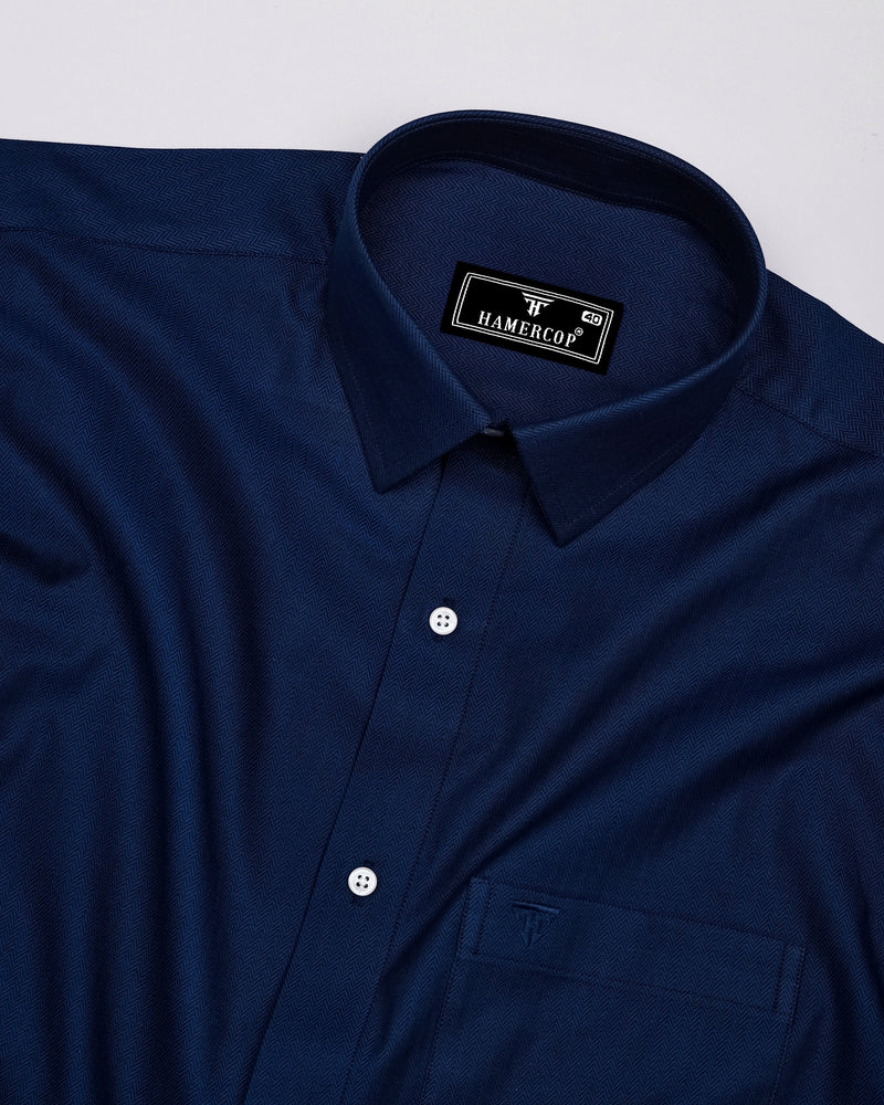 Pestry NavyBlue With White Stripe Premium Giza Shirt