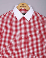 Petal Red Check Premium Cotton Designer Shirt
