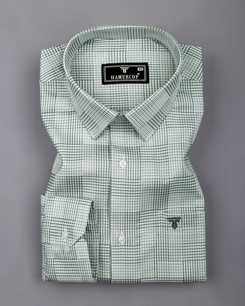 Green Giza Shirt with White Check Pattern Hamercop Green Giza Shirt with White Check Pattern Hamercop