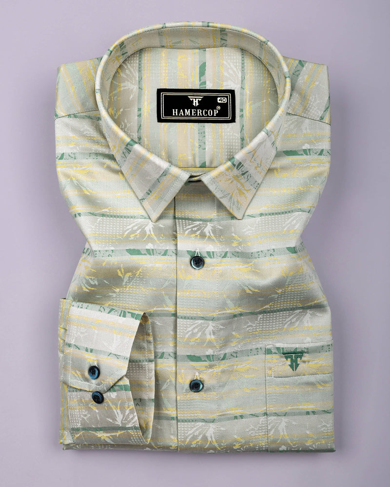 Soft Green With Yellow Jacquard Premium Giza Shirt
