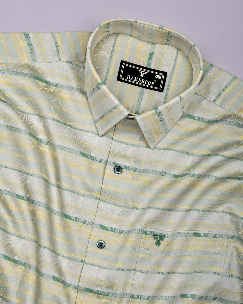 Soft Green With Yellow Jacquard Premium Giza Shirt