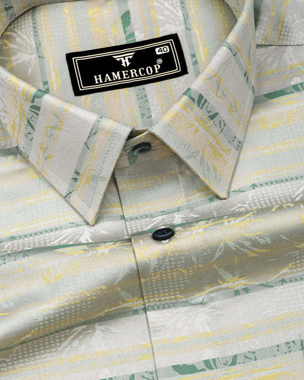 Soft Green With Yellow Jacquard Premium Giza Shirt